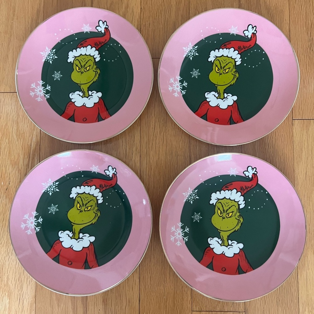 Zrike Grinch Pink Salad Plate Set